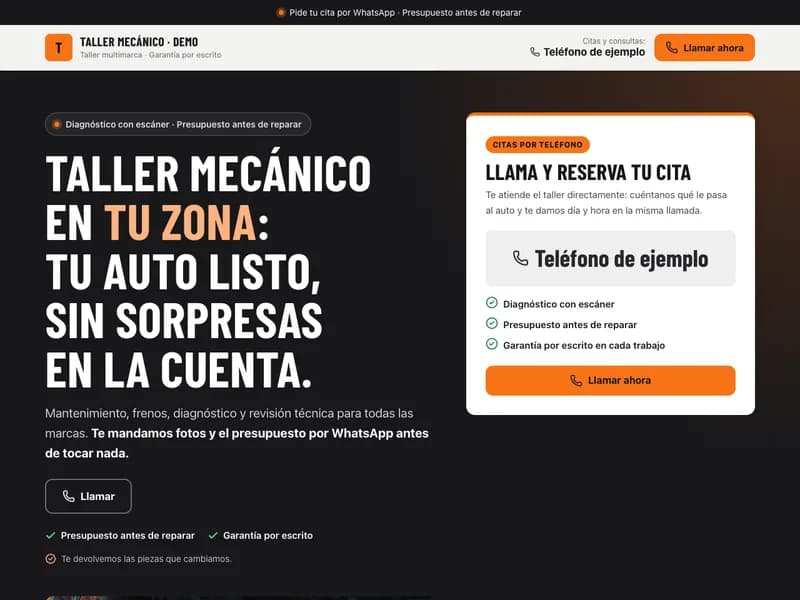 Diseño de página web para talleres mecánicos