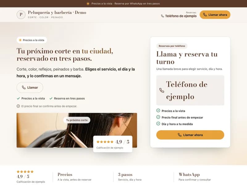 Diseño de página web para peluquerías y barberías