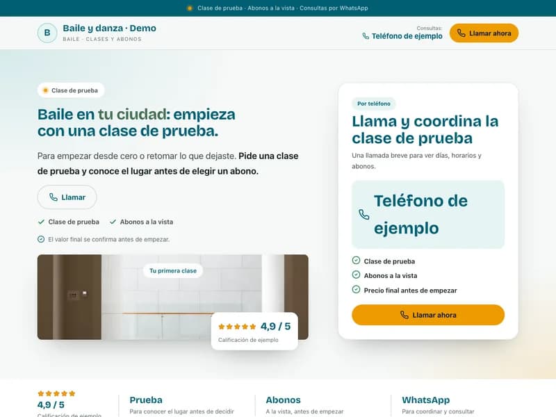 Diseño de página web para escuelas de danza