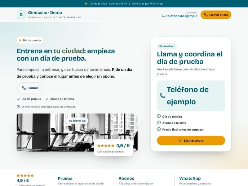 Diseño de página web para gimnasios