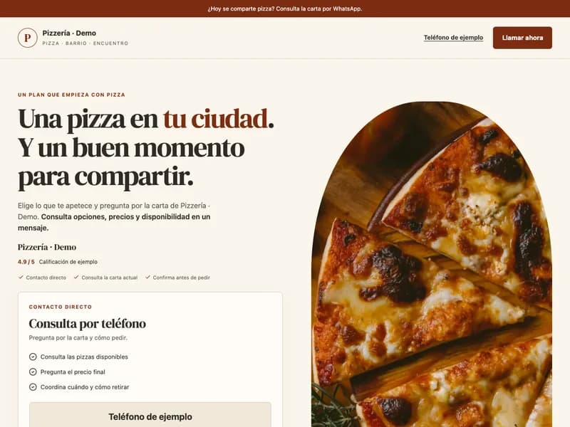 Diseño de página web para pizzerías