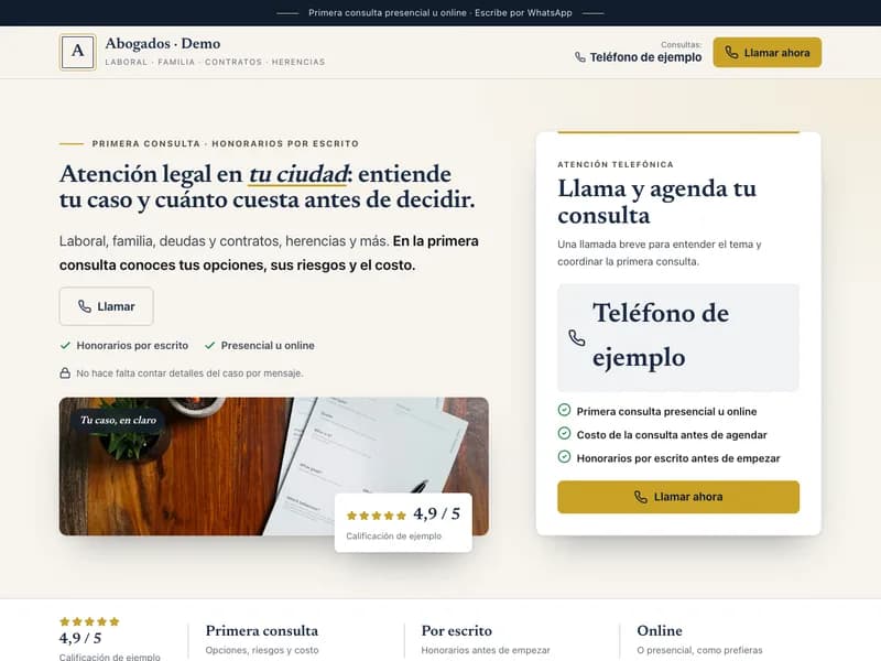 Diseño de página web para abogados