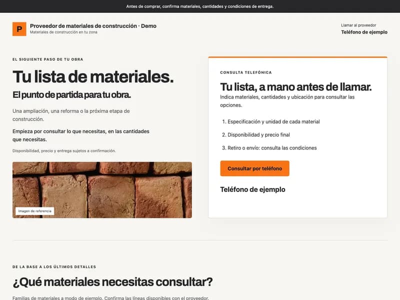 Diseño de página web para materiales de construcción